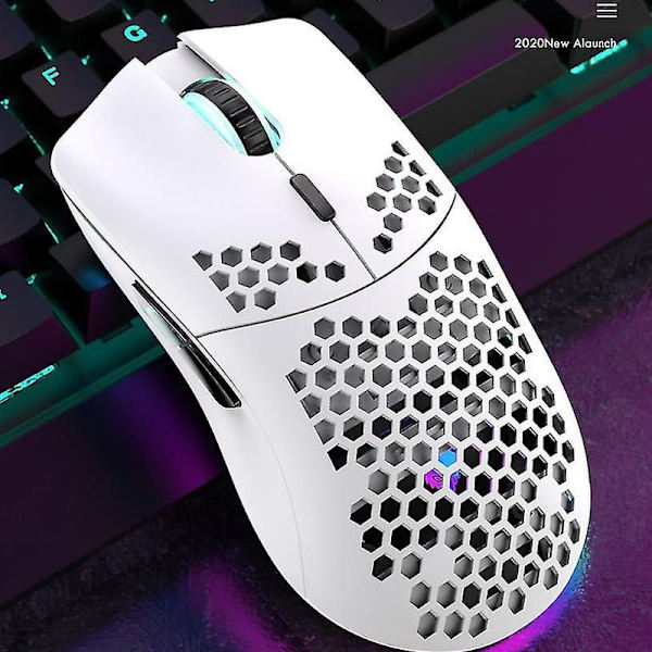 Trådløs gamingmus, computermus med honeycomb-skal,