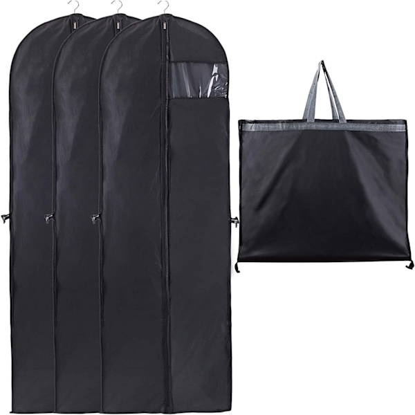 Brudekjolebeskyttelse Svart 60x180cm Hengende Klær Deksel Synlig Vindu Brudepike Anti Støv Vanntett Moth Foldbar-