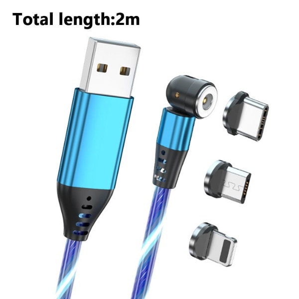 Magneettinen LED-latauskaapeli 1M/2M 360° ja 180° pyörivä 3A sininen KLB