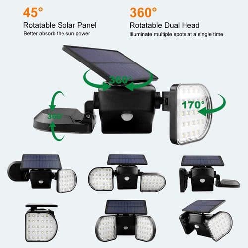 Utendørs solcellelys bevegelsessensor solcellelys 56 LED vanntett IP65 med 2