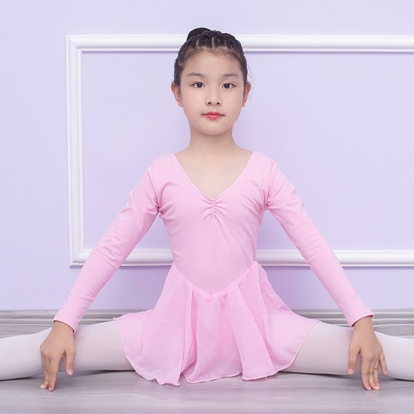 Flickor Balettklänning Barn Gymnastik Dans Leotard Kostym Danskläder med kjol