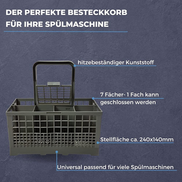 Universal bestikkurv som passer til mange oppvaskmaskiner dimensjoner: 240 x 140 mm -