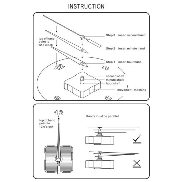 2 lange akse vægurværk kvarts urværk urtilbehør urværk - aksel længde 31 mm / gevind