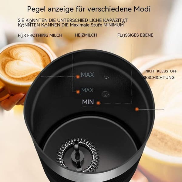 Elektrisk mælkeskummer 400W rustfrit stål 200 ml mælkeskummer KLB