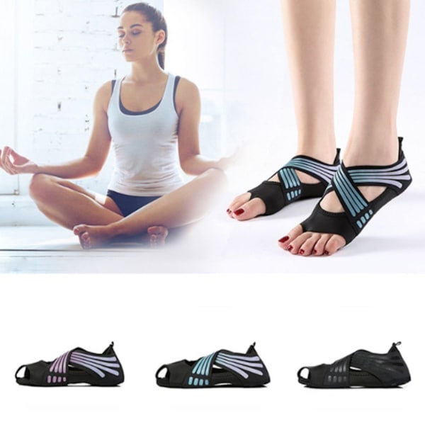 Yogasockor för kvinnor - halkfria grepptillbehör för standard svart M KLB