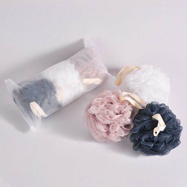 Bad dusch loofah svamp pouf kroppstvätt skrubber (set om 3)