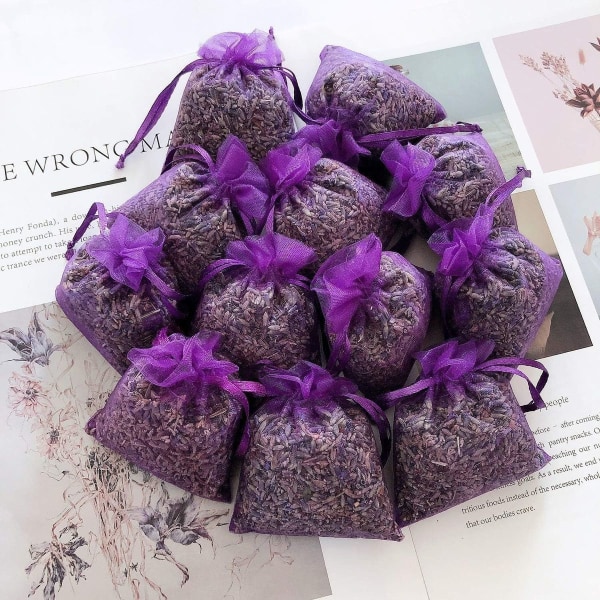 Lavendelposer - 12 pakker med naturlige tørkede blomster