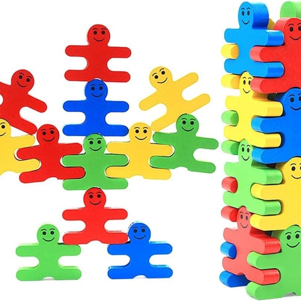Træ balance legetøj 16/sæt tegneserie farverige blokke børn kreative KLB