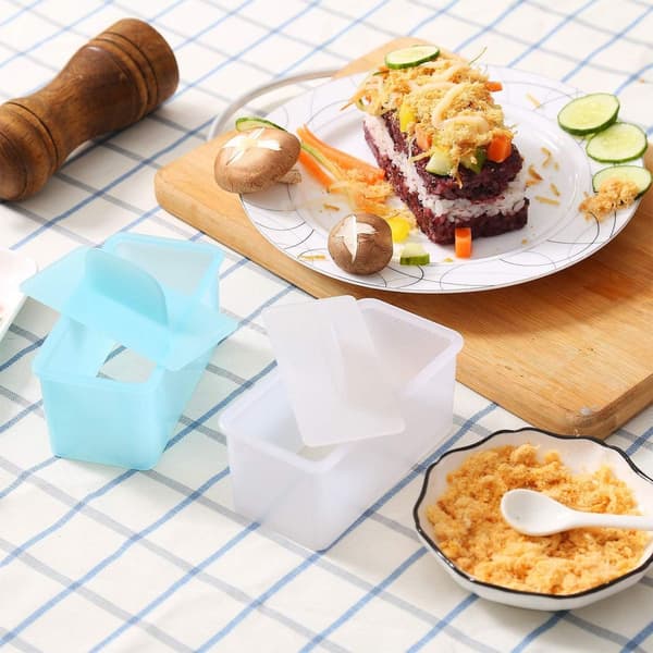 Rektangulær sushiboks pressemaskine med flere lag DIY blå KLB