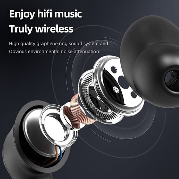 Bluetooth-hovedtelefoner 5.0 Hovedtelefoner Trådløse Mini Sport i Sort