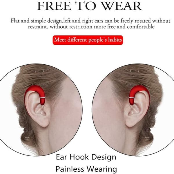 Trådløse Bluetooth-hodetelefoner med ørekrok, headset uten ørepropper, rød