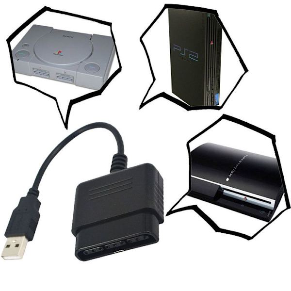 Kontrolladapter Playstation 2 till USB för Playstation 3 och
