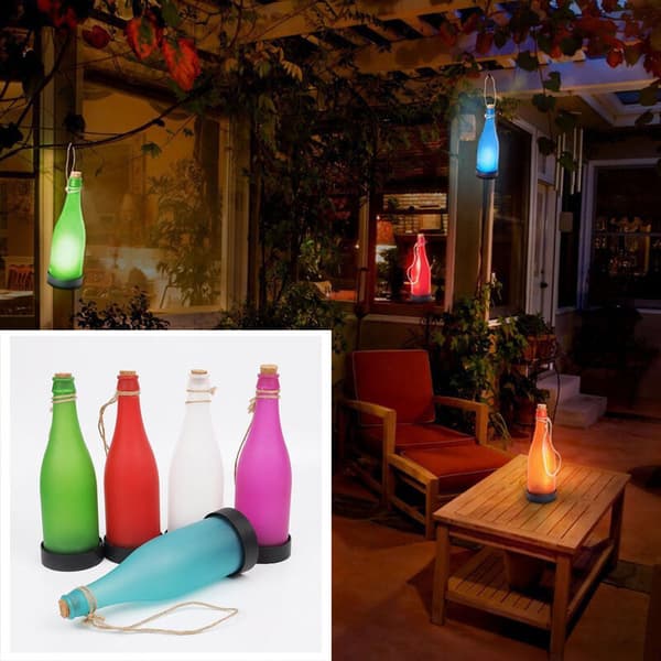 Sett med 5 LED-solcellelamper, lysform dekorer korkflaske LED-lampe KLB