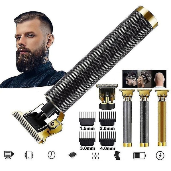 Herre USB-hårklipper, trådløs og guldbelagt, stærk og holdbar KLB