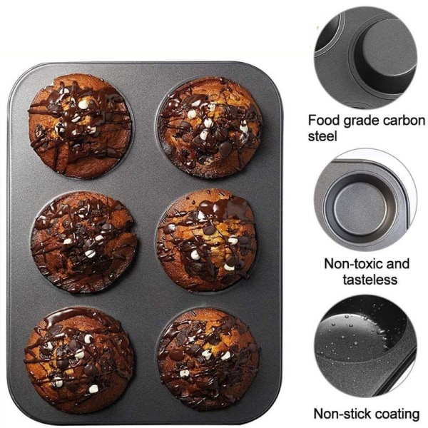 Silikonmuffinsform, muffinsplåt för 6 muffins, för cupcakes, muffinsbakplåt