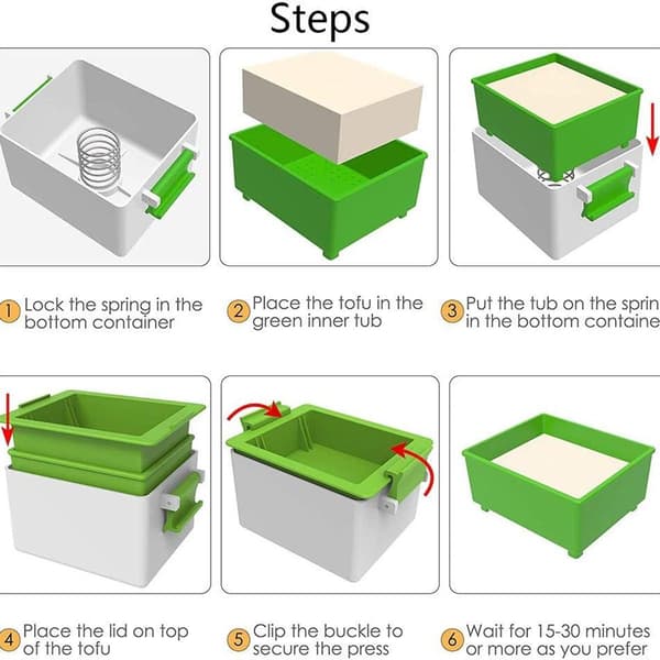 Tofu Press DIY Plastform Soja Transformera Hemlagad Snygg Press Avtappningslåda