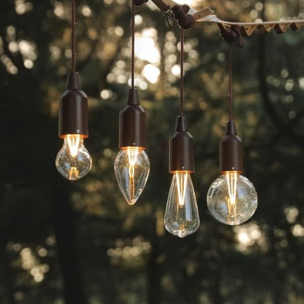 Nattlys med trækledning til campingtelt, stil: stor rund lampe
