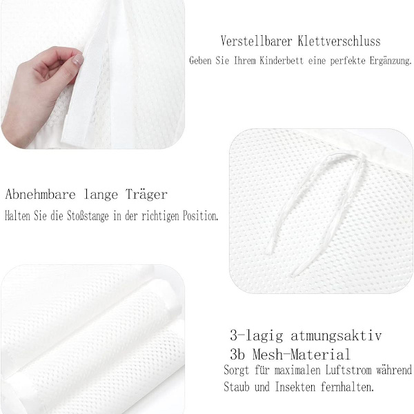 Avtagbar spjälsängsnät Baby sängskydd Anti-luftflöde Mesh-foder KLB