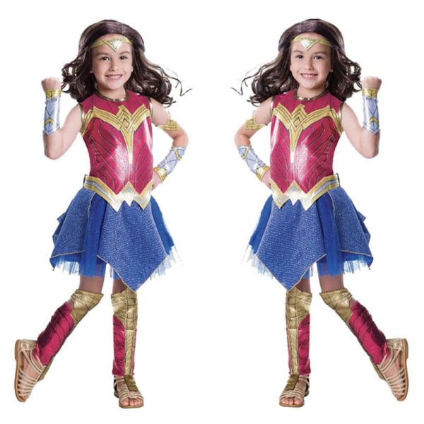 Wonder Woman Lasten Tyttöjen Cosplay-asu Juhla Pallo Halloween Puku Puku Puku Lahjat 7-8 Vuotiaille