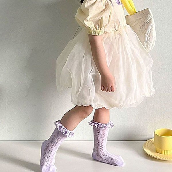 3 par flickor andningsbara mesh strumpor prinsessa klänning enfärgad S KLB