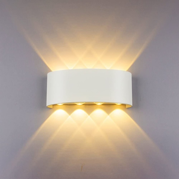 Inomhusvägglampor LED-lampa 8w Vattentät Modern Vit Aluminium Vägglampa för Sovrum Hem Korridor Vardagsrum (Varm Vit)