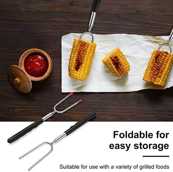 4 stk. Retractable BBQ-spyd, 90 cm Retractable spyd for grilling Marshmallows og Hot Dogs