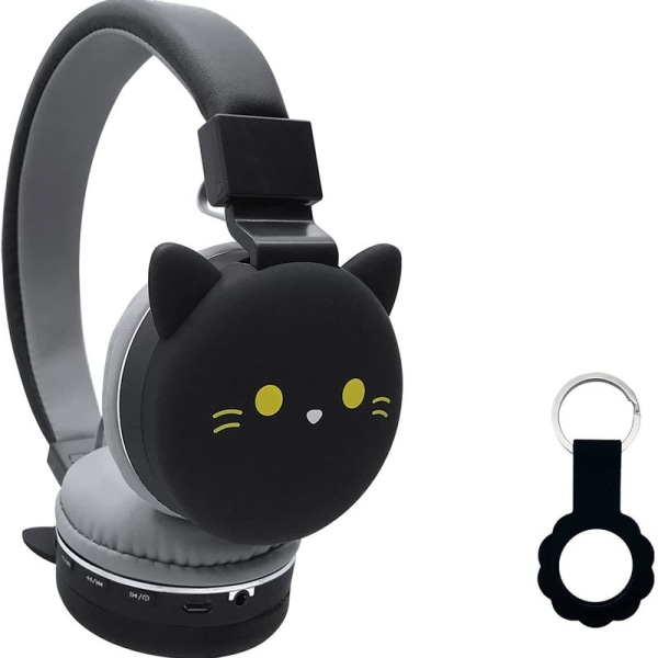 Black Cat tegneseriehodetelefoner, trådløse hodetelefoner for barn, stereo
