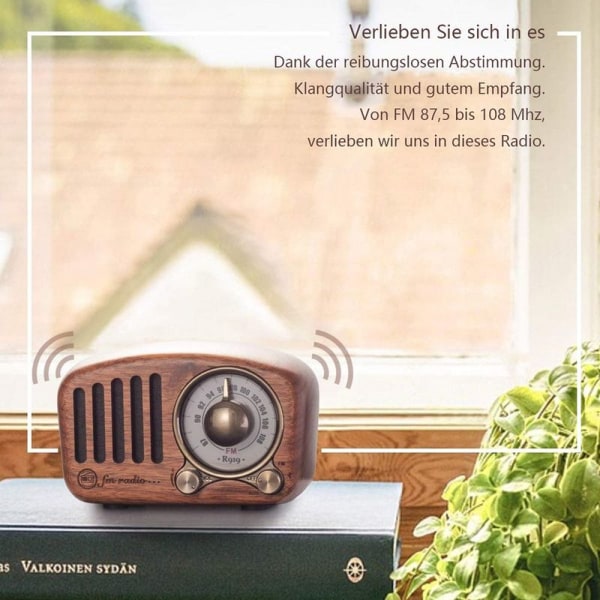 FM FM Klassisk Træ Retro Radio Lille Bærbar Radio med Bluetooth