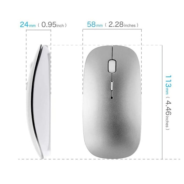 Bluetooth-mus för laptop/iPad/iPhone/Mac (iOS 13.1.2 och senare) - rymdsilver