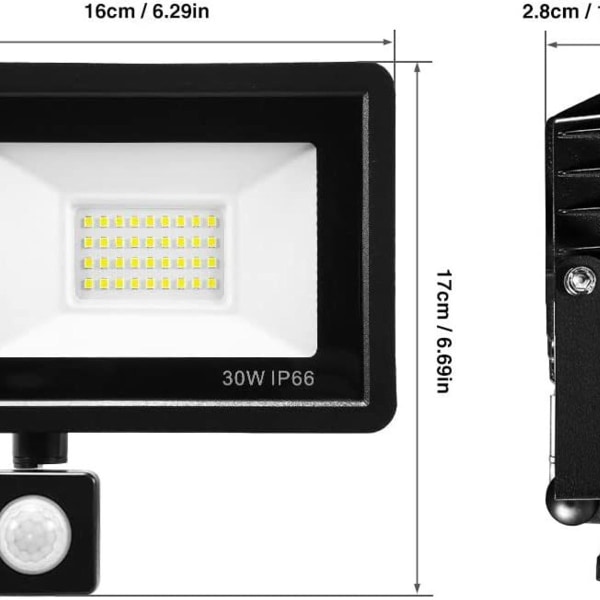 30W LED floodlight outdoor detector, IP66 waterproof outdoor light detector, cool white Li