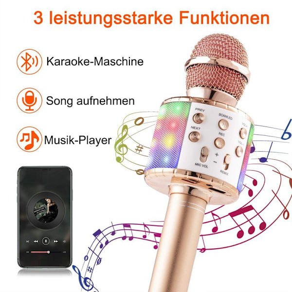 Karaoke-mikrofon, trådløs Bluetooth-mikrofon til børn, sjove gaver,