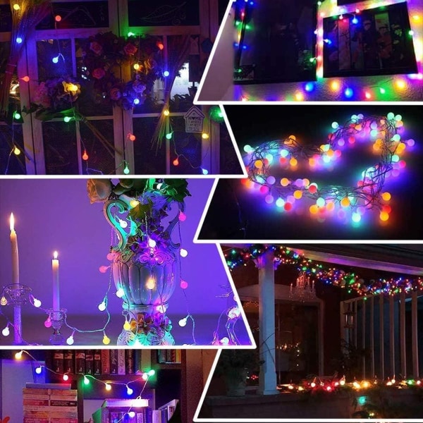 Udendørs fe lys farverige pærer, 12M 100 LED, jule fe lys KLB