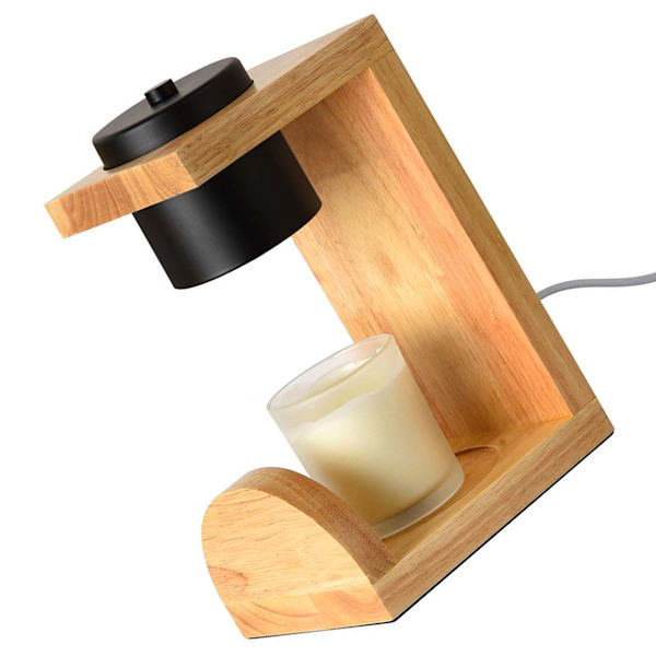 Ljuslykta med dimmer, glas, metall, trä KLB