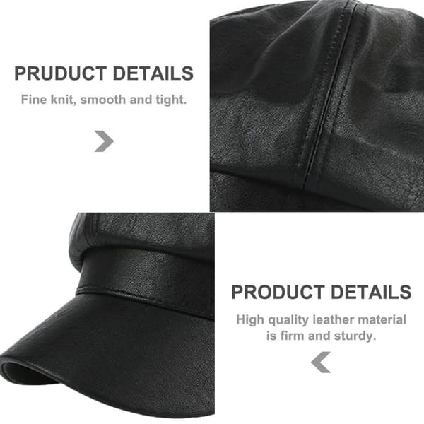 56-58 cm hat omkreds, beret med skygge, dame sommer sort