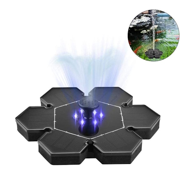 2,4W solcellsfontänpump för fågelbad med LED-belysning