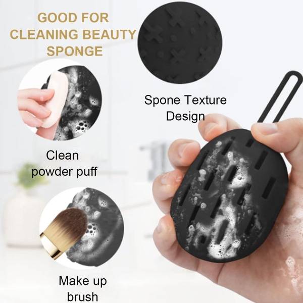 Makeup svampeholder til rejser, silikone beauty blender sort KLB