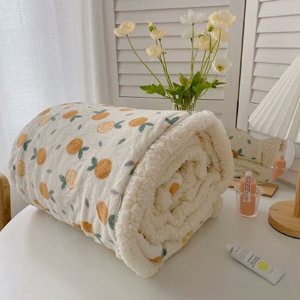 100x150cm Tæppe Plaid Dobbeltsidet Vinter Blød Varm Barn Orange KLB