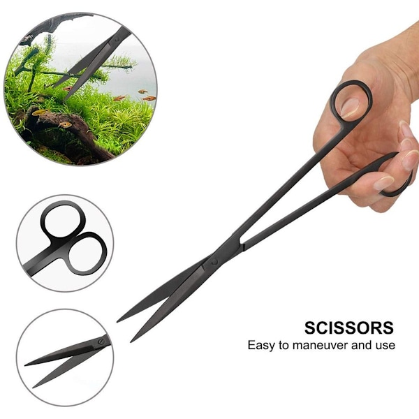 Akvarie Terrarium Sax Växt Sax, Rostfritt Stål Svart KLB