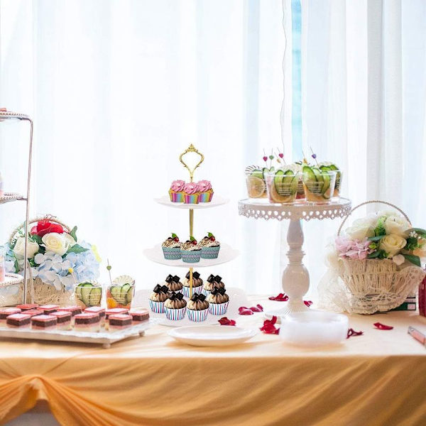 3-delt cupcake, ostefad, cupcake dessertstand, kagefad