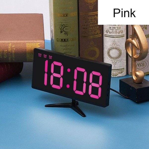 6615A LED elektronisk klokke Smart digital bordklokke (rosa)