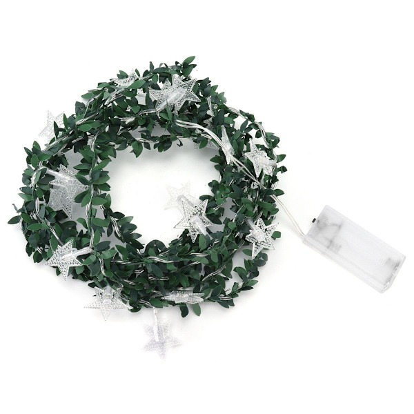 20LED fe-lys, femtakket stjerne omkring rattan ledningen KLB