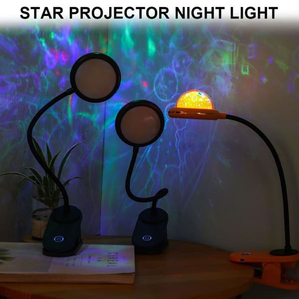 USB-oppladbar LED-klemmeleselampe med stjerneblå