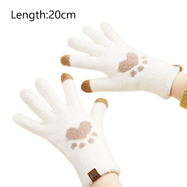 Damvantar Vinter Varma Touchscreen Handskar Dam Termiska Kabel Stickade Ull Beige KLB