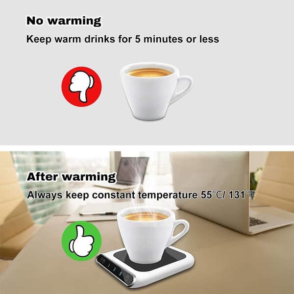 Skrivebordskoppvarmer, 3 gir, justerbar temperatur