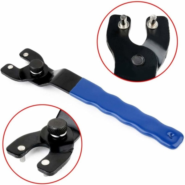 2-pack vinkelslipnyckel 8-50 mm, låsmutternyckel för slipmaskin, justerbar stiftnyckel, kraftigt handtag (blå) KLB