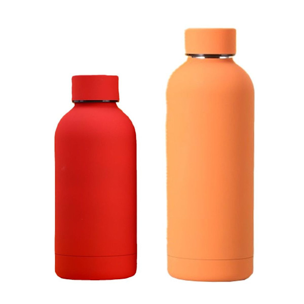 2-pack rostfria vattenflaskor termosflaskor röd + orange 350 ml + 750 ml KLB