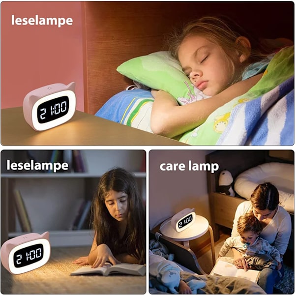 Digitaalinen herätyskello, lasten herätyskello, herätyskello valolla, LED-yövalo lapsille, tikittävä pöytäkello syntymäpäivälahjat pojille ja tytöille musta