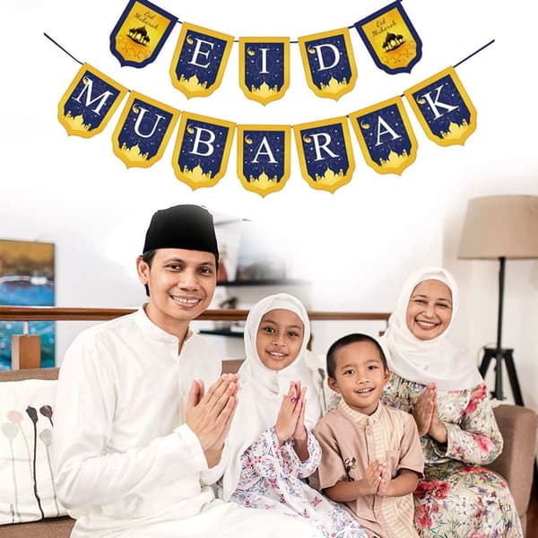 sett Eid Mubarak Ramadan feiring dekorasjon, Eid Mubarak banner Ramadan vimpel KLB