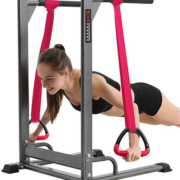 2 st Gym Rings Gymnastikringar, triangulär pull-up ring med justerbar röd