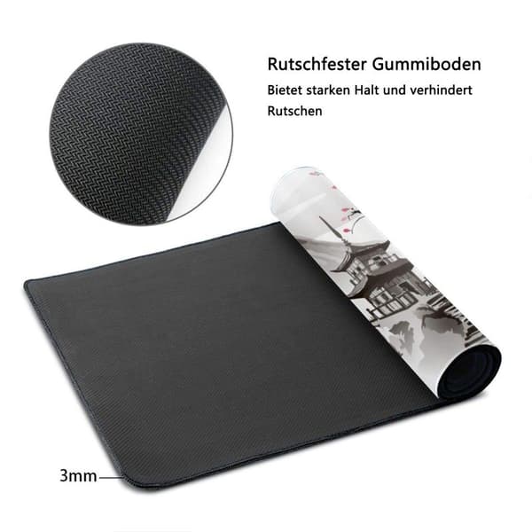 Japansk Pagode og Kirsebærblomst Gren Overdimensioneret Gaming Musemåtte